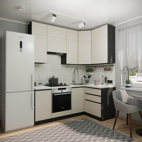 Изображение товара Кухонный гарнитур ВерсоМебель Эко Премиум 1.2x2.0 правая (кашемир/ст. мрамор лацио)