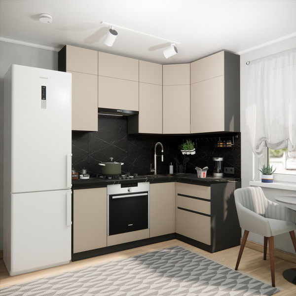 Изображение товара Кухонный гарнитур ВерсоМебель Эко Премиум 1.2x2.0 правая (глиняный серый/ст. тунис)