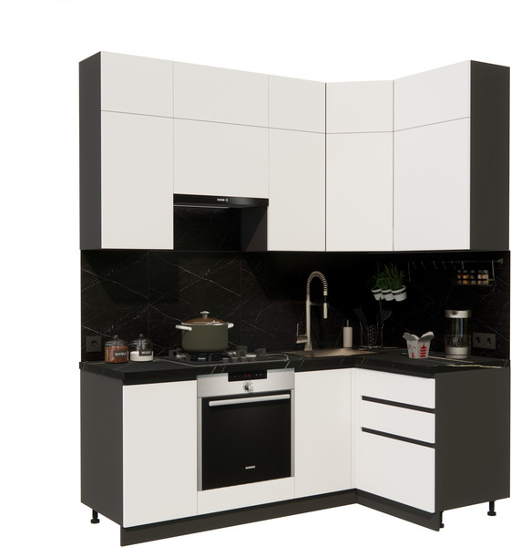 Изображение товара Кухонный гарнитур ВерсоМебель Эко Премиум 1.2x2.0 правая (белый фасадный/ст. тунис)