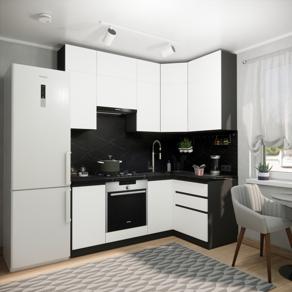 Изображение товара Кухонный гарнитур ВерсоМебель Эко Премиум 1.2x2.0 правая (белый фасадный/ст. тунис)