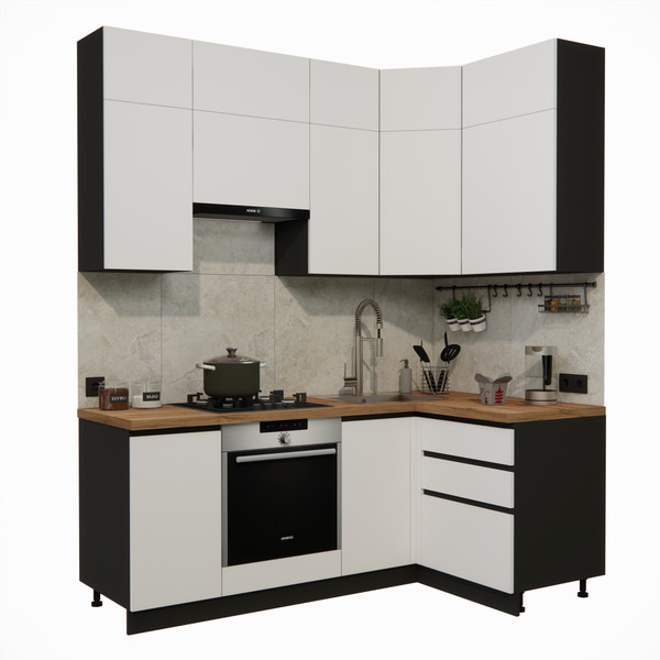 Изображение товара Кухонный гарнитур ВерсоМебель Эко Премиум 1.2x2.0 правая (белый фасадный/ст. дуб вотан)