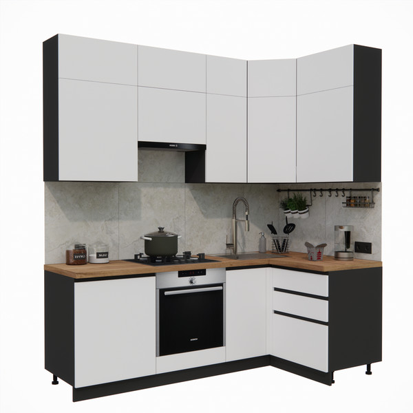 Изображение товара Кухонный гарнитур ВерсоМебель Эко Премиум 1.2x2.2 правая (белый фасадный/ст. дуб вотан)