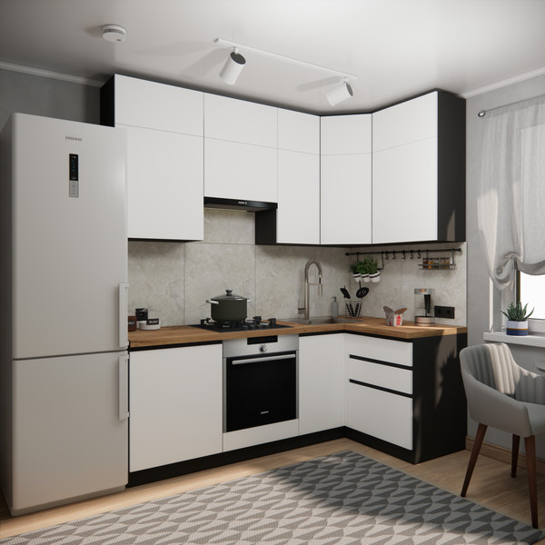 Изображение товара Кухонный гарнитур ВерсоМебель Эко Премиум 1.2x2.2 правая (белый фасадный/ст. дуб вотан)