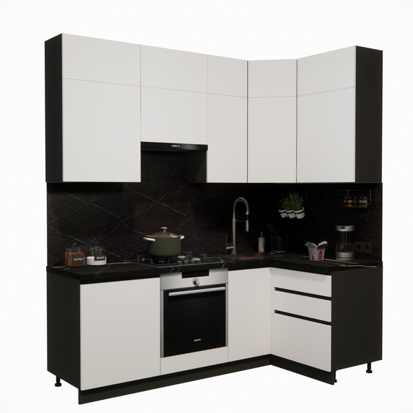 Изображение товара Кухонный гарнитур ВерсоМебель Эко Премиум 1.2x2.2 правая (белый фасадный/ст. тунис)