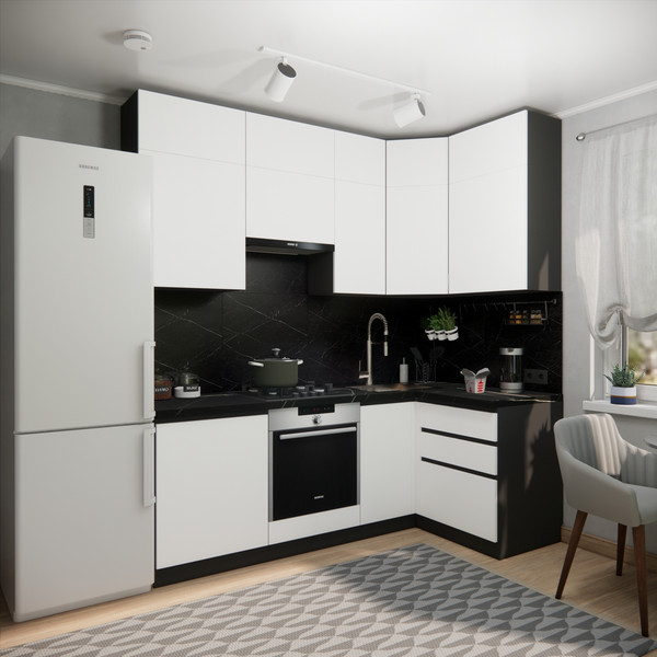 Изображение товара Кухонный гарнитур ВерсоМебель Эко Премиум 1.2x2.2 правая (белый фасадный/ст. тунис)