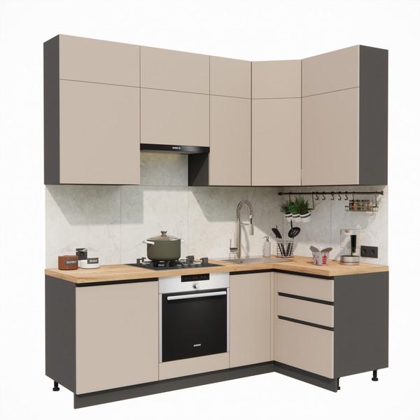 Изображение товара Кухонный гарнитур ВерсоМебель Эко Премиум 1.2x2.2 правая (глиняный серый/ст. дуб вотан)