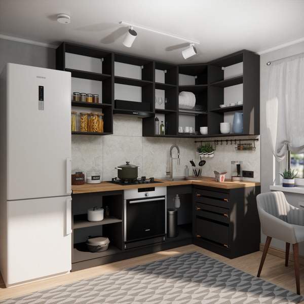 Изображение товара Кухонный гарнитур ВерсоМебель Эко Премиум 1.2x2.2 правая (глиняный серый/ст. дуб вотан)