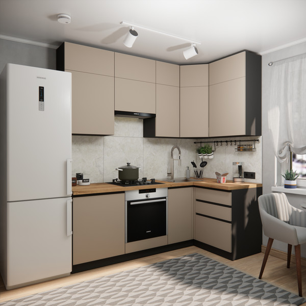 Изображение товара Кухонный гарнитур ВерсоМебель Эко Премиум 1.2x2.2 правая (глиняный серый/ст. дуб вотан)