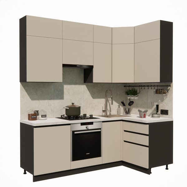 Изображение товара Кухонный гарнитур ВерсоМебель Эко Премиум 1.2x2.2 правая (кашемир/ст. мрамор лацио)