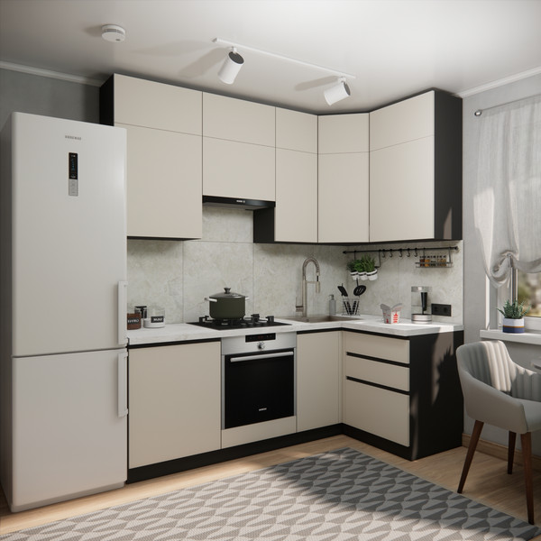 Изображение товара Кухонный гарнитур ВерсоМебель Эко Премиум 1.2x2.2 правая (кашемир/ст. мрамор лацио)