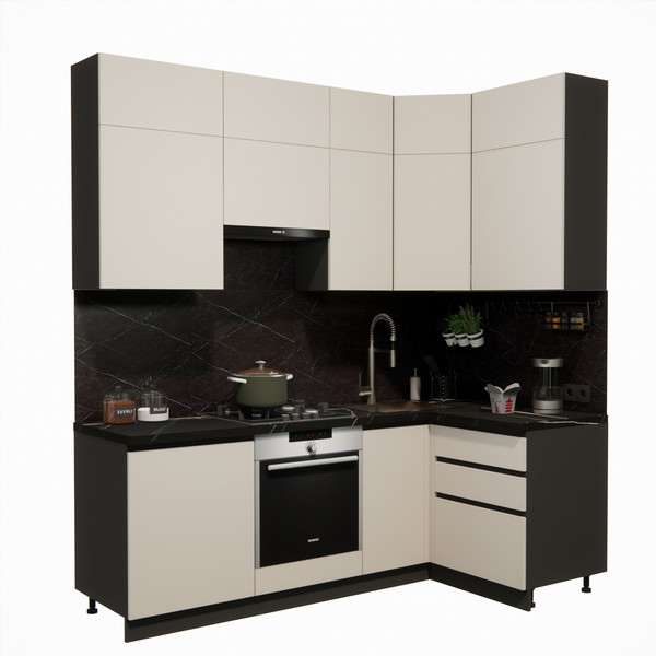 Изображение товара Кухонный гарнитур ВерсоМебель Эко Премиум 1.2x2.2 правая (кашемир/ст. тунис)