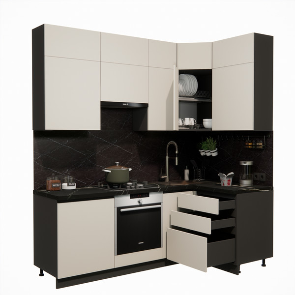 Изображение товара Кухонный гарнитур ВерсоМебель Эко Премиум 1.2x2.2 правая (кашемир/ст. тунис)