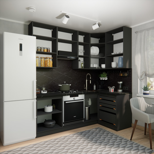 Изображение товара Кухонный гарнитур ВерсоМебель Эко Премиум 1.2x2.2 правая (кашемир/ст. тунис)