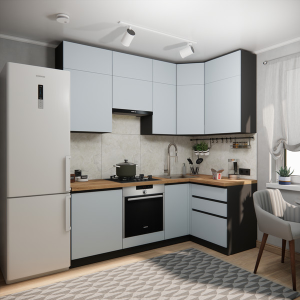 Изображение товара Кухонный гарнитур ВерсоМебель Эко Премиум 1.2x2.2 правая (сумеречный голубой/ст. дуб вотан)