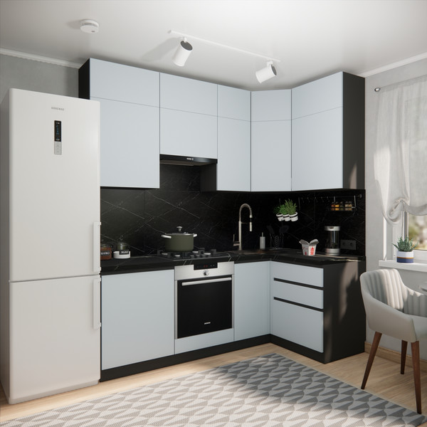 Изображение товара Кухонный гарнитур ВерсоМебель Эко Премиум 1.2x2.2 правая (сумеречный голубой/ст. тунис)