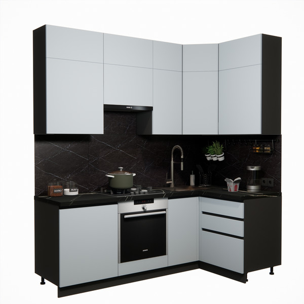 Изображение товара Кухонный гарнитур ВерсоМебель Эко Премиум 1.2x2.2 правая (сумеречный голубой/ст. тунис)