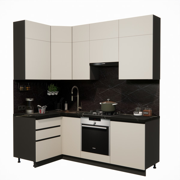 Изображение товара Кухонный гарнитур ВерсоМебель Эко Премиум 1.2x2.2 левая (кашемир/ст. тунис)