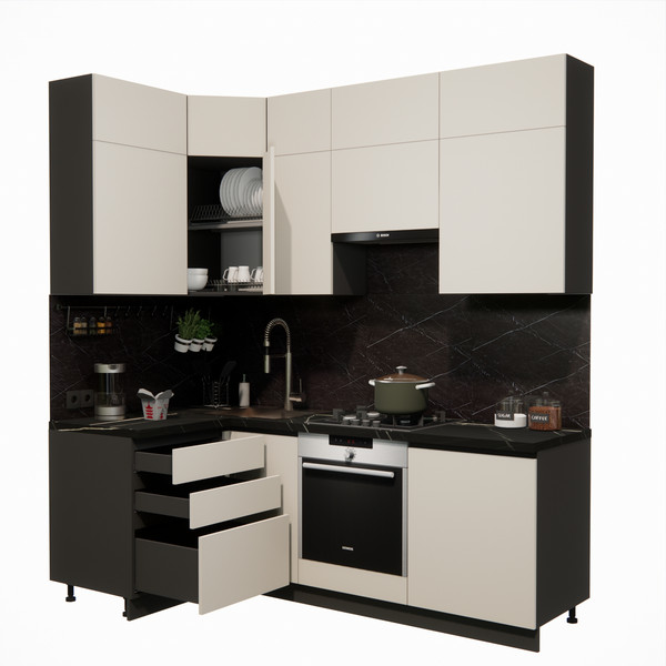 Изображение товара Кухонный гарнитур ВерсоМебель Эко Премиум 1.2x2.2 левая (кашемир/ст. тунис)