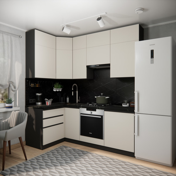 Изображение товара Кухонный гарнитур ВерсоМебель Эко Премиум 1.2x2.2 левая (кашемир/ст. тунис)