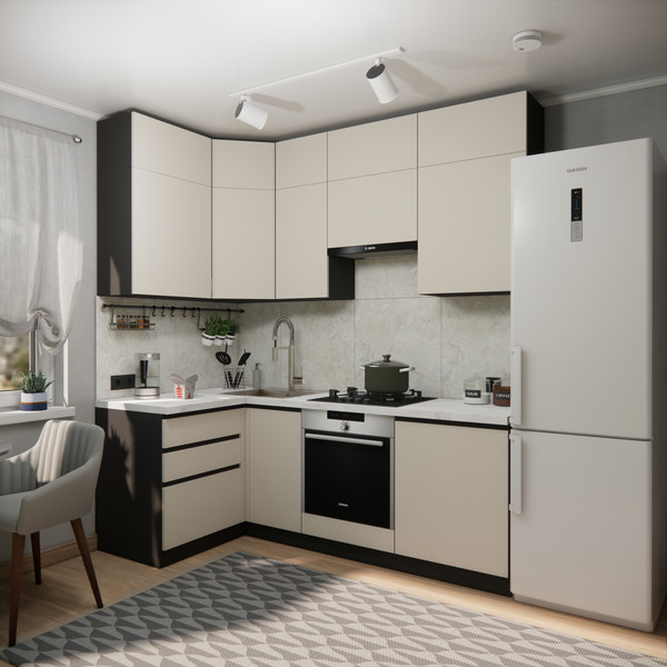 Изображение товара Кухонный гарнитур ВерсоМебель Эко Премиум 1.2x2.2 левая (кашемир/ст. мрамор лацио)