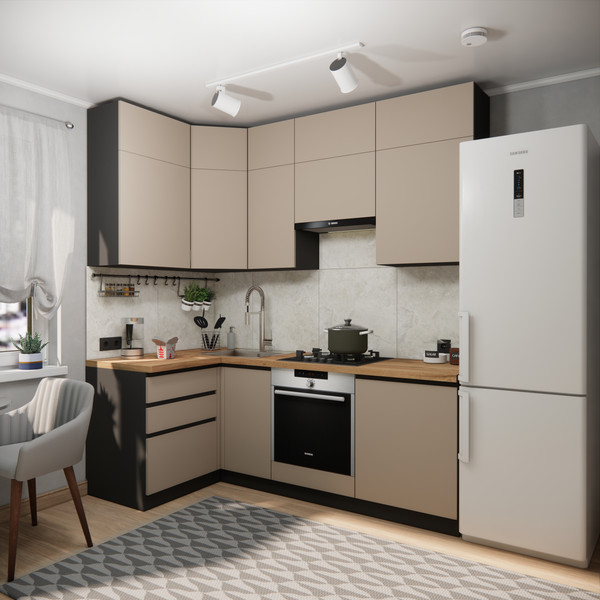 Изображение товара Кухонный гарнитур ВерсоМебель Эко Премиум 1.2x2.2 левая (глиняный серый/ст. дуб вотан)