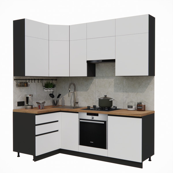 Изображение товара Кухонный гарнитур ВерсоМебель Эко Премиум 1.2x2.2 левая (белый фасадный/ст. дуб вотан)