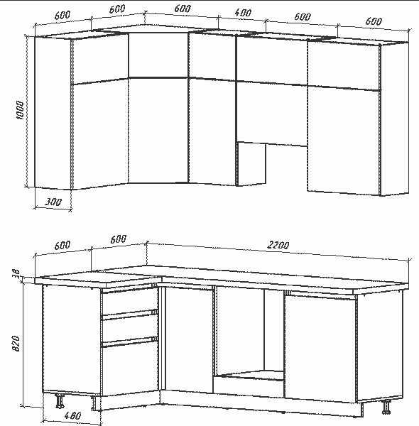 Изображение товара Кухонный гарнитур ВерсоМебель Эко Премиум 1.2x2.2 левая (белый фасадный/ст. дуб вотан)