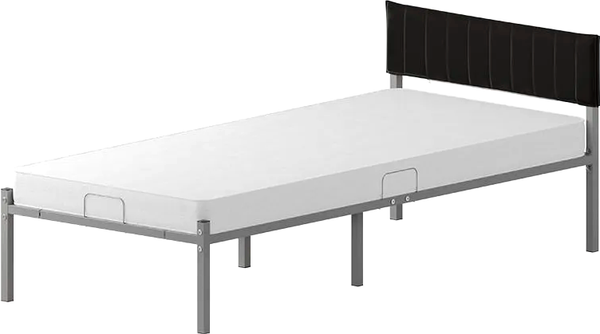 Изображение товара Двуспальная кровать Домаклево Лофт Компакт 80x190 (серый/черный велюровый чехол)