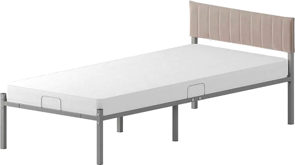 Изображение товара Двуспальная кровать Домаклево Лофт Компакт 80x190 (черный/кремовый велюровый чехол)