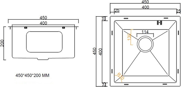 Изображение товара Мойка кухонная Arfeka Eco AR PVD Nano Decor Millet Grains 45x45 (черный)