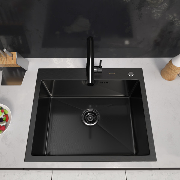 Изображение товара Мойка кухонная Arfeka Eco AR PVD Nano Decor Millet Grains 60x50 (черный)