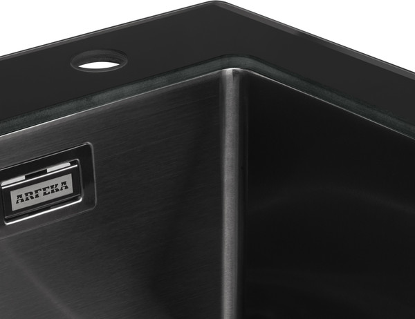Изображение товара Мойка кухонная Arfeka Eco AR PVD Nano 50x50 (GS Black Glass+Black)