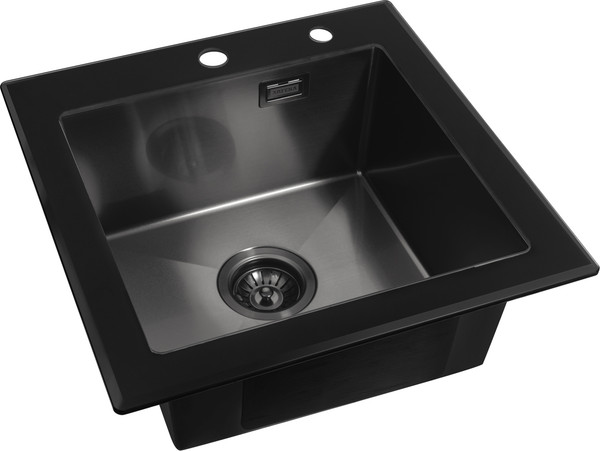 Изображение товара Мойка кухонная Arfeka Eco AR PVD Nano 50x50 (GS Black Glass+Black)