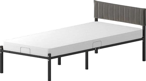 Изображение товара Двуспальная кровать Домаклево Лофт Компакт 90x190 (черный/темно-серый велюровый чехол)