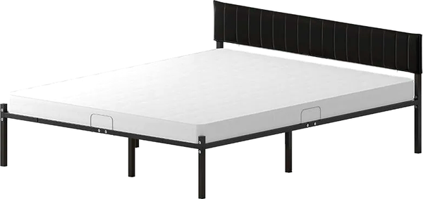 Изображение товара Двуспальная кровать Домаклево Лофт Компакт 140x200 (черный/темно-серый велюровый чехол)