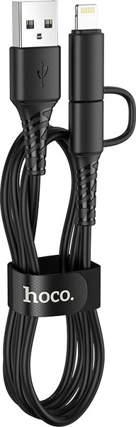 Изображение товара Кабель Hoco X54 2в1 Micro to Lightning (1м, черный)