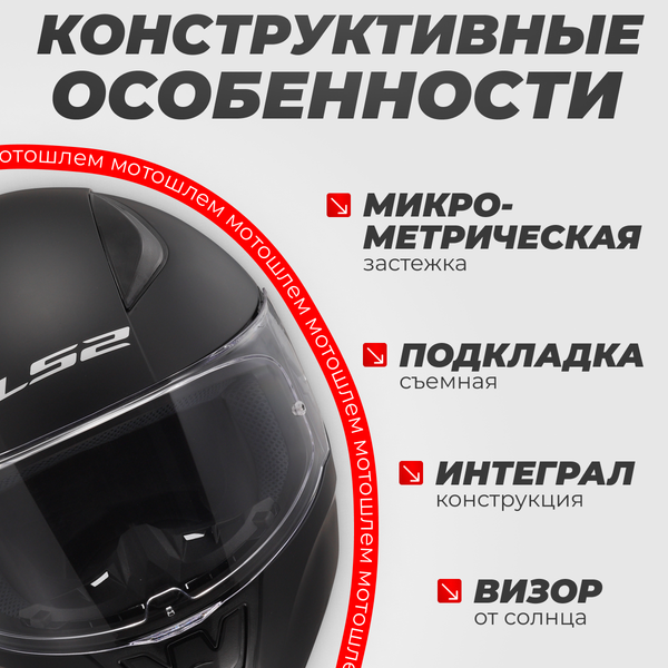Изображение товара Мотошлем LS2 FF353 Rapid II Solid (3XL, черный матовый)