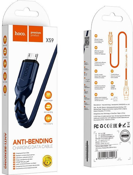 Изображение товара Кабель Hoco X59 Micro (1м, синий)