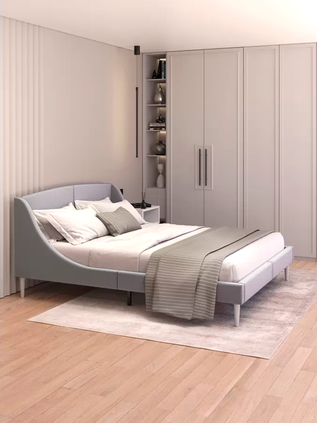Изображение товара Двуспальная кровать Monofix Лотти 160x200 (микровелюр/серый)