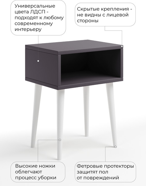 Изображение товара Прикроватная тумба Monofix Одос (графит/белый)