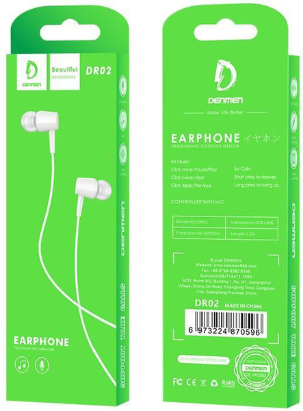 Изображение товара Наушники Denmen DR02 (белый)