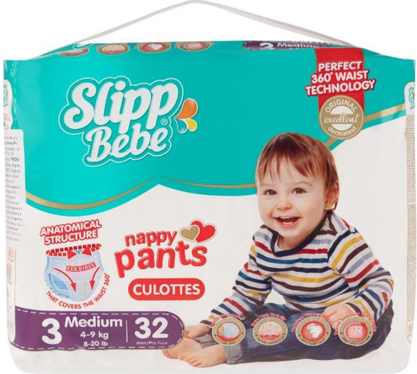 Изображение товара Подгузники-трусики детские Slipp Bebe №3 4-9кг (32шт)