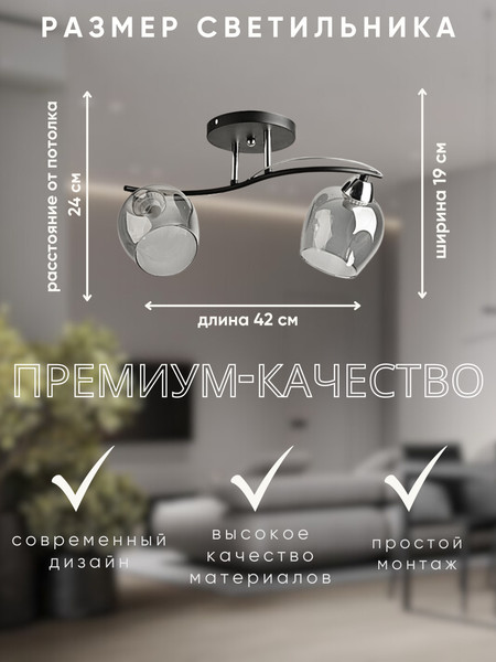 Изображение товара Потолочный светильник Aitin-Pro НПБ 02-2x60-101 / 8208/2A (черный/хром)