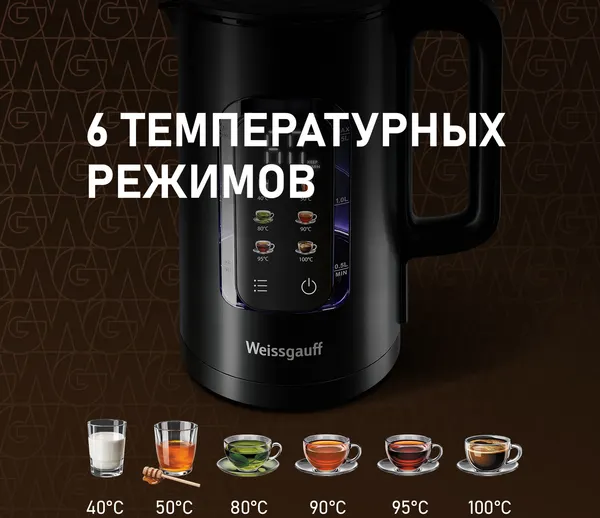Изображение товара Электрочайник Weissgauff WK 1500 Db Touch BodyCool