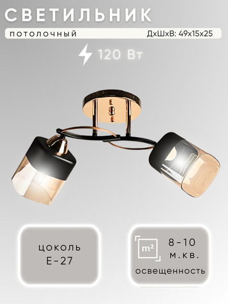 Изображение товара Потолочный светильник Aitin-Pro НПБ 02-2x60-101 / 7570/2 (золото/черный)