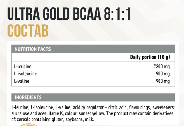 Изображение товара Аминокислоты BCAA Ultrasupps Ультра Голд БЦАА 8:1:1 (300г, апельсин)