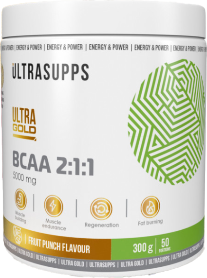 Изображение товара Аминокислоты BCAA Ultrasupps Ультра Голд 2:1:1 (300г, фруктовый пунш)
