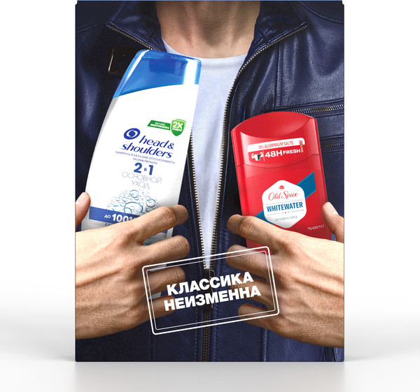 Изображение товара Набор косметики для тела и волос Head & Shoulders Шампунь Основной уход+Дезодорант-стик Old Spice Whitewater (200мл+50мл)