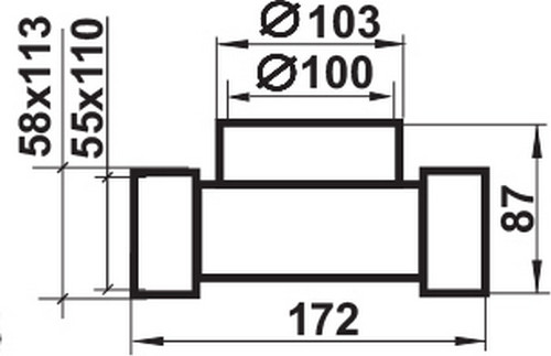 Изображение товара Переходник воздуховода Семь ветров 110x55/d100 / 531