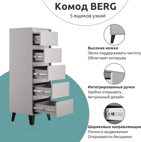 Изображение товара Комод Anrex Boxwell Berg 5S/40 (серый)